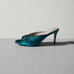 Elegant Satin Green Stiletto Mule